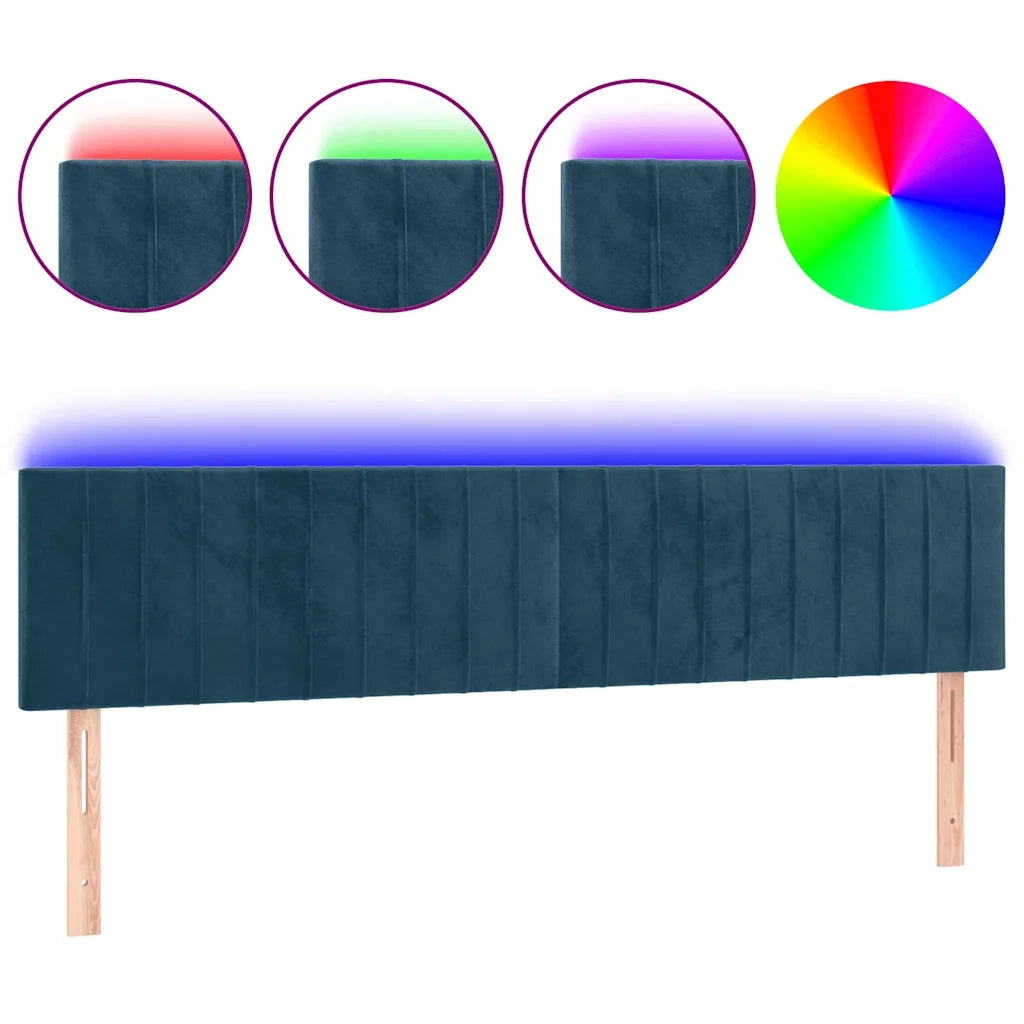 Testiera a LED-Testata con LED Blu Scuro 200x5x78/88 cm in Velluto 436167