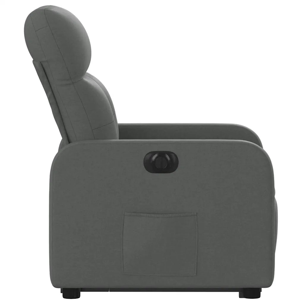 vidaXL Poltrona Alzapersona Reclinabile Elettrica Grigio Scuro Tessuto