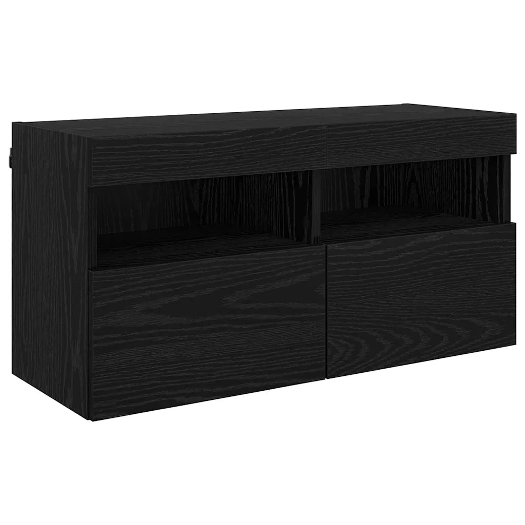 Unità a muro per TV con LED 5 pcs Rovere Nero 40,5 x 30 x 90 cm 3402982