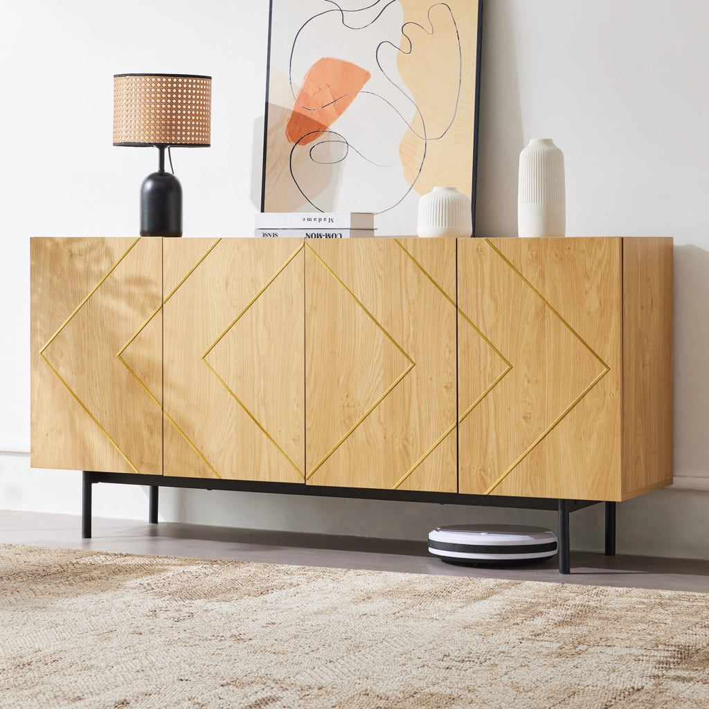 MADIA 4 ante 160x40x78 cm in pannello di legno colore naturale