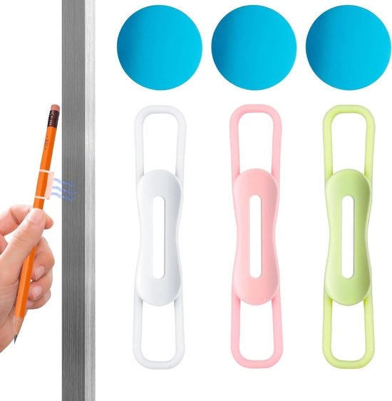 Pennine in Silicone per Scrivania e Tabelloni - 3 Ossicini Magnetici in Bianco, Rosa e Verde (4.2 cm)