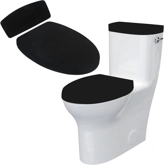 Set di 2 toiletbrillen con fondo elastico per la maggior parte dei coperchi di toilette - Nero