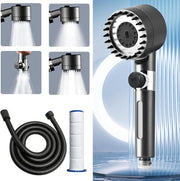 Douchekop idrodinamico con 2 filtri e funzione massaggio - doccia rimovibile (grigio) - 15 m tubo