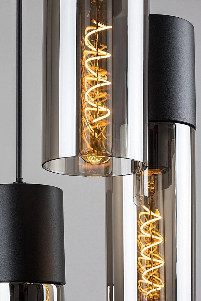 Lampadario Rabalux Ronno 4xE27 nero vetro fumé Ø30
