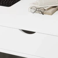 Scrivania per Computer Stile Neo-Rétro con Cassetto, Vano e Mensola, in Metallo, Bianco