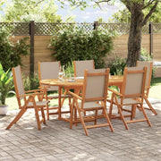 Set da pranzo da giardino 7 pezzi in legno massello di acacia e textilene, set tavolo e sedie da giardino, tavolo terrazza esterna e sedie, set terrazza, mobili da giardino esterno - 3279315