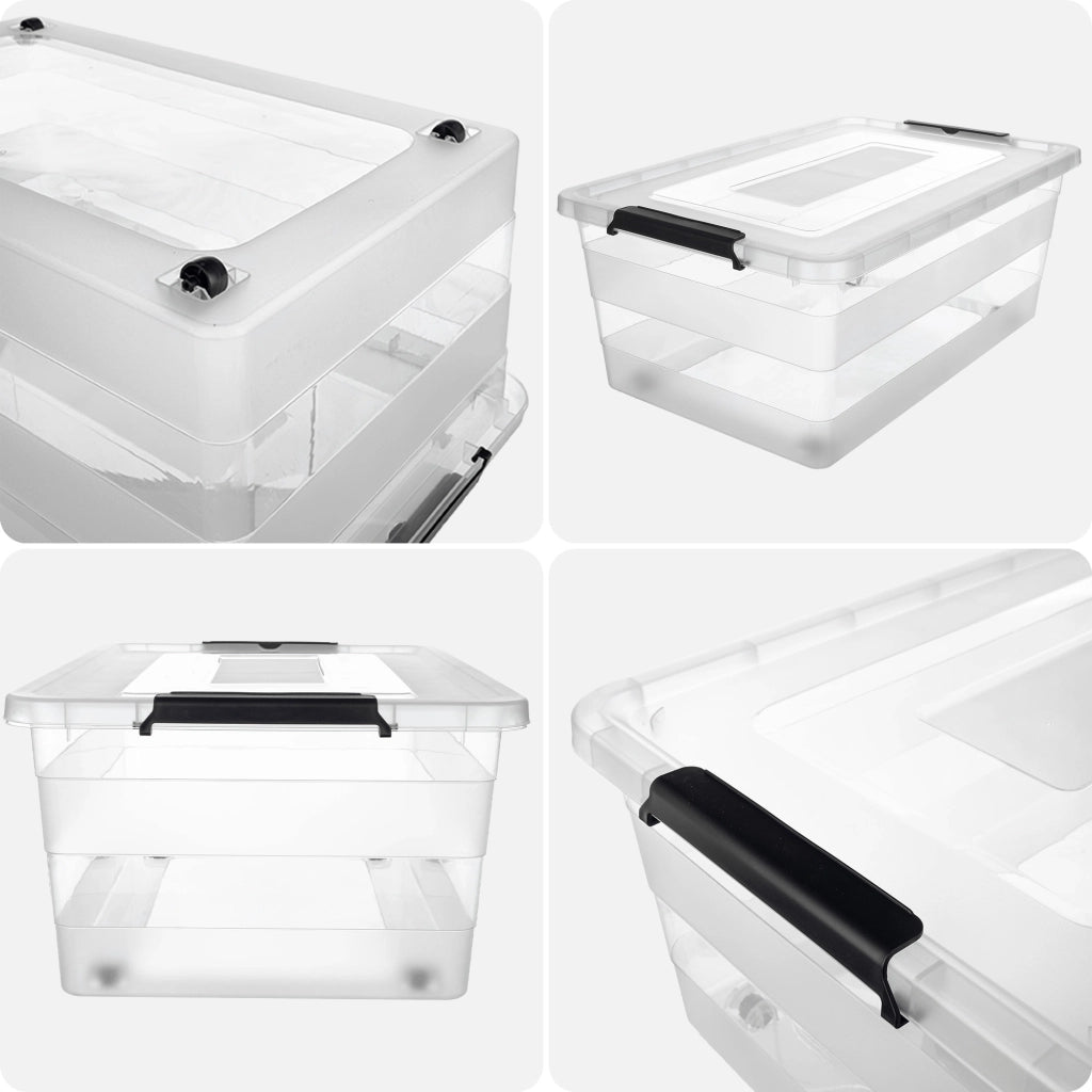 Set di 3 contenitori portaoggetti in plastica KADAX con coperchi.