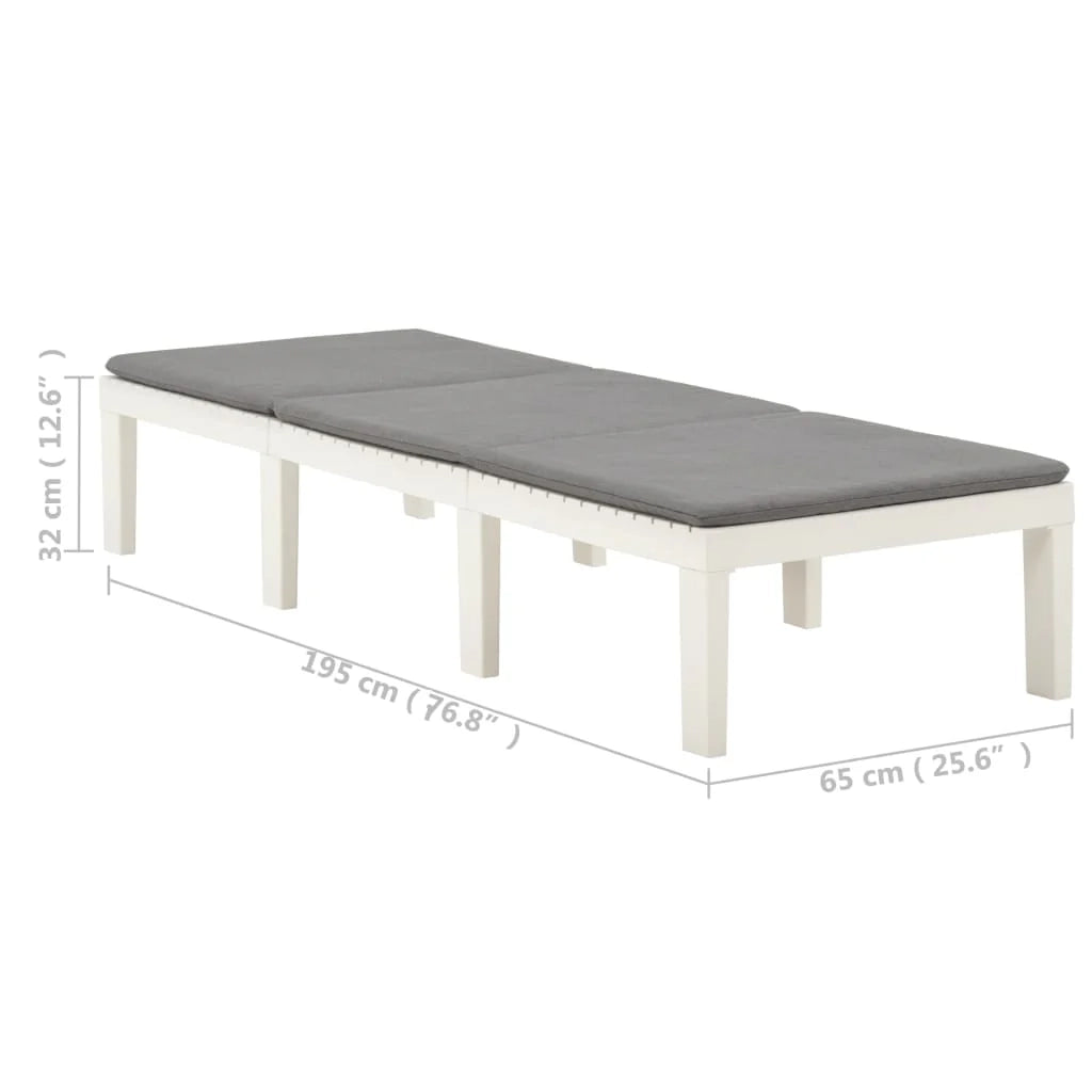 Lettino prendisole sedia a sdraio lettino prendisole letto da giardino mobili da esterno per patio con cuscino in plastica bianca 02_0012501