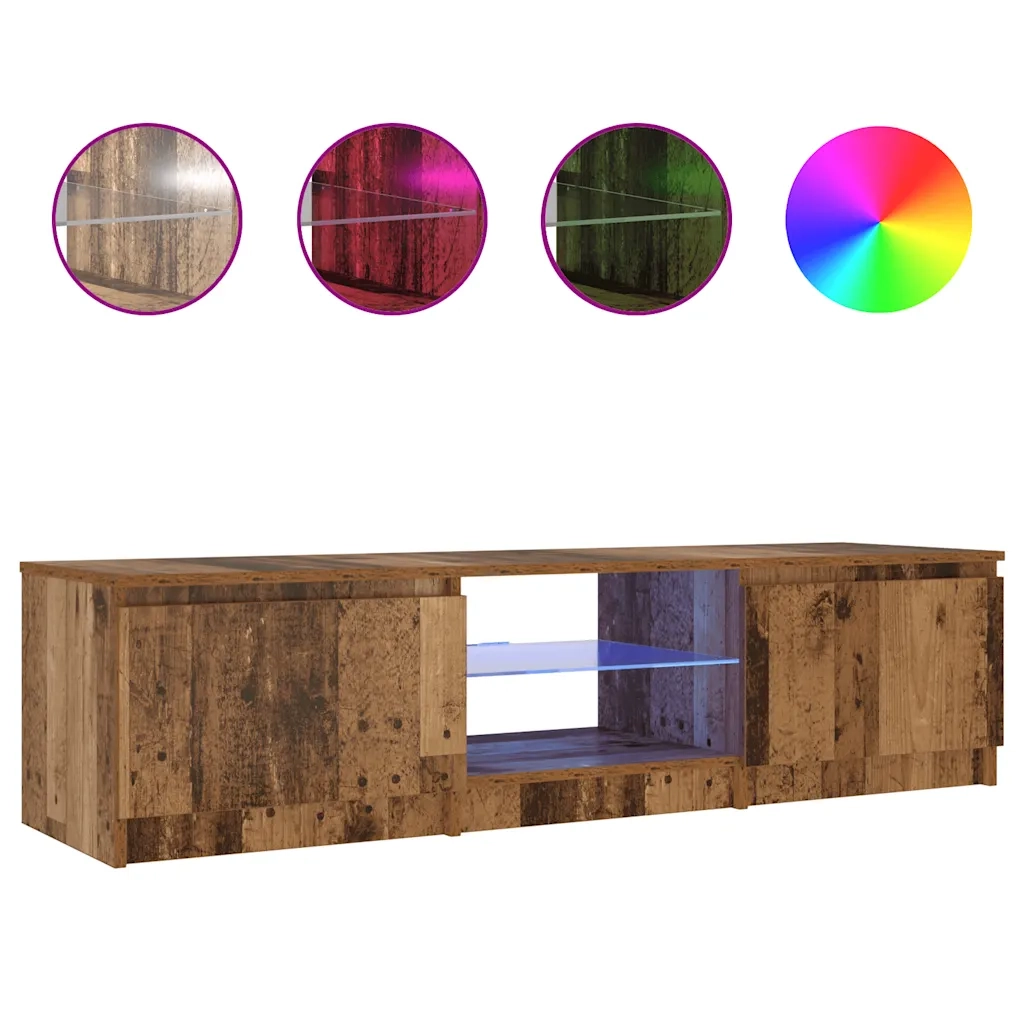 Mobile Porta TV con LED Legno Antico 140x40x36 cm Multistrato 856349