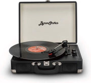 Letto Stereo Portatile - Bluetooth - Con Altoparlanti - 33/45/78 giri/min - Uscita RCA - Ingresso AUX - Carrello di Ricambio - Portatile - Scatola Vintage - Nero