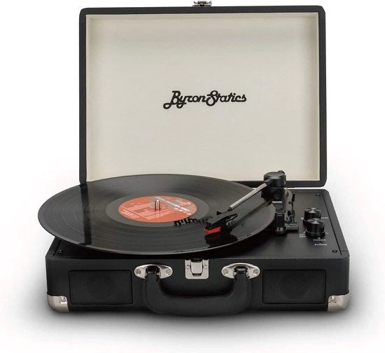 Letto Stereo Portatile - Bluetooth - Con Altoparlanti - 33/45/78 giri/min - Uscita RCA - Ingresso AUX - Carrello di Ricambio - Portatile - Scatola Vintage - Nero