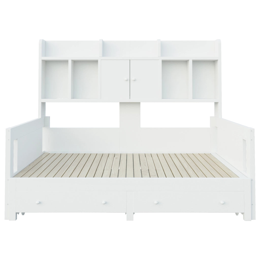 DESMIU Letto Divano 1 Posto con 2 Cassetti, Vani, Presa e LED, 90 × 190 cm e 180 × 190 cm, Senza Materasso