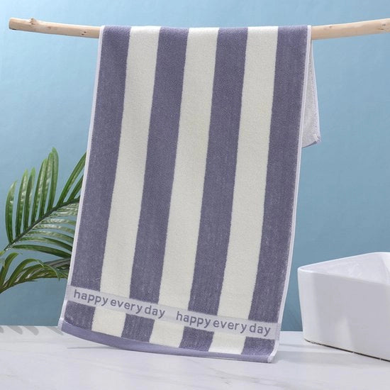 Asciugamano da bagno in cotone con strisce verticali, dimensioni 40x90 cm, asciugamano per bagno morbido e assorbente, asciugamano per uomo grande, asciugamano regalo, blu, 2 pezzi