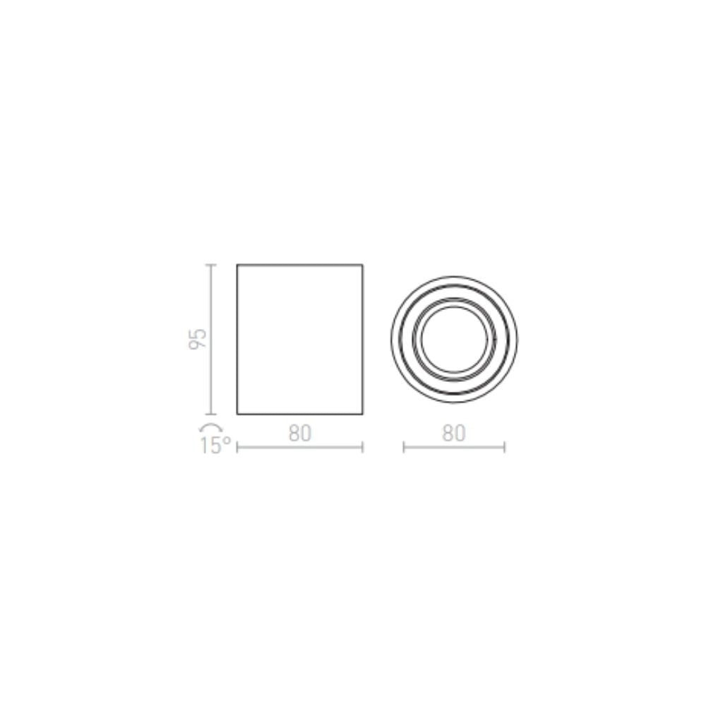 Faretto MAYO R da soffitto reclinabile alluminio pettinato 230V LED 9W 36° 2700K