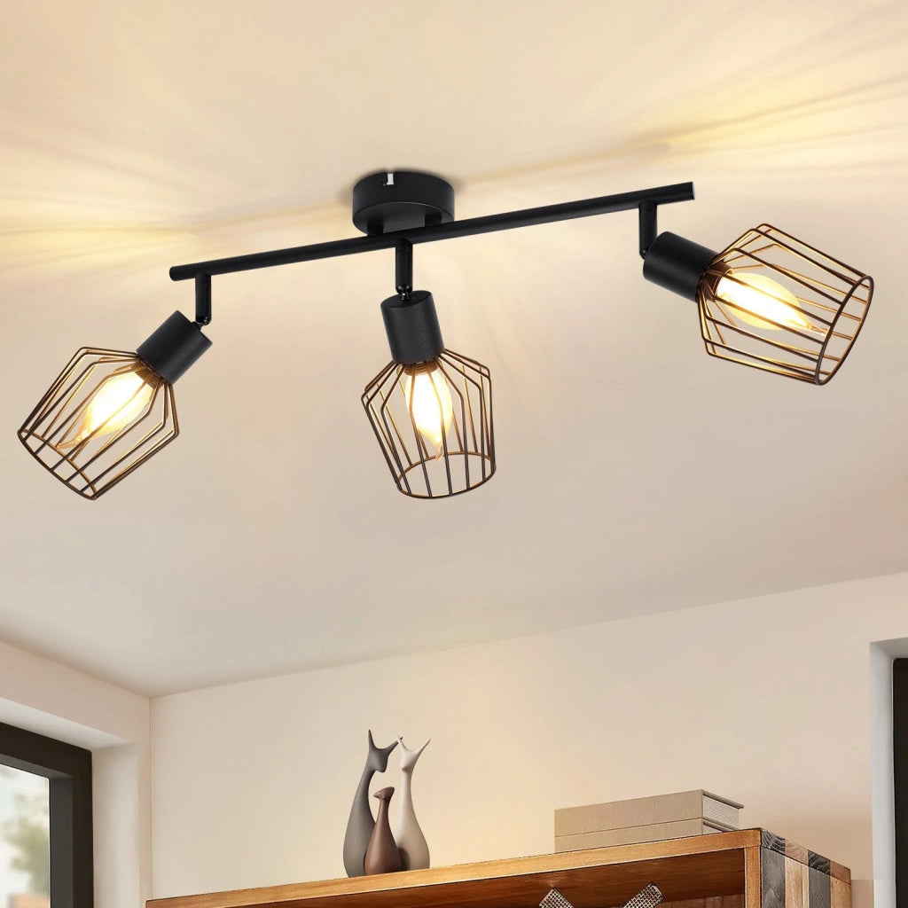 ZMH Faretto da soffitto LED neri E14 plafoniera orientabile 3 fiamme in metallo
