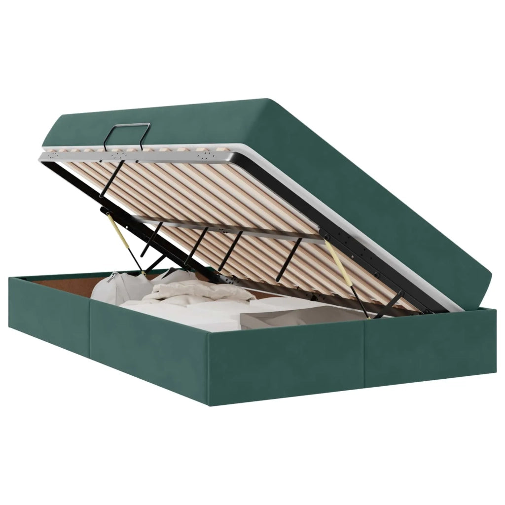 Letto con contenitore e materasso Verde Scuro 120 x 200 cm