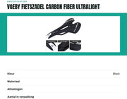 Sella da Bicicletta Ultraleggera - Fibra di Carbonio - Comodo - Respirabile - Resistente allo Shock - Sostenibile - Regolabile - Sedile da Bicicletta