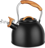 Fornello a gas 3 fuochi con coperchio in acciaio inossidabile, maniglia a nastro di legno e fiamma alta - teapot in stile retro per cucina con forno a gas e piastra elettrica induzione