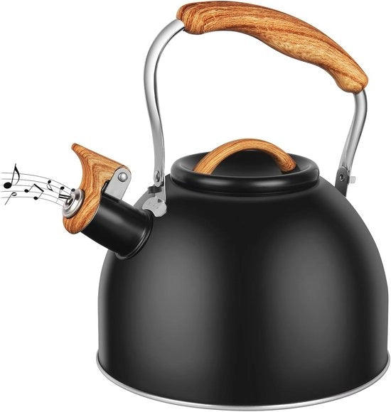 Fornello a gas 3 fuochi con coperchio in acciaio inossidabile, maniglia a nastro di legno e fiamma alta - teapot in stile retro per cucina con forno a gas e piastra elettrica induzione