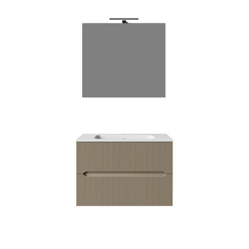 Composizione mobile bagno sospeso con cassetti cm 70 cannettato mod. STICK - Tortora Opaco
