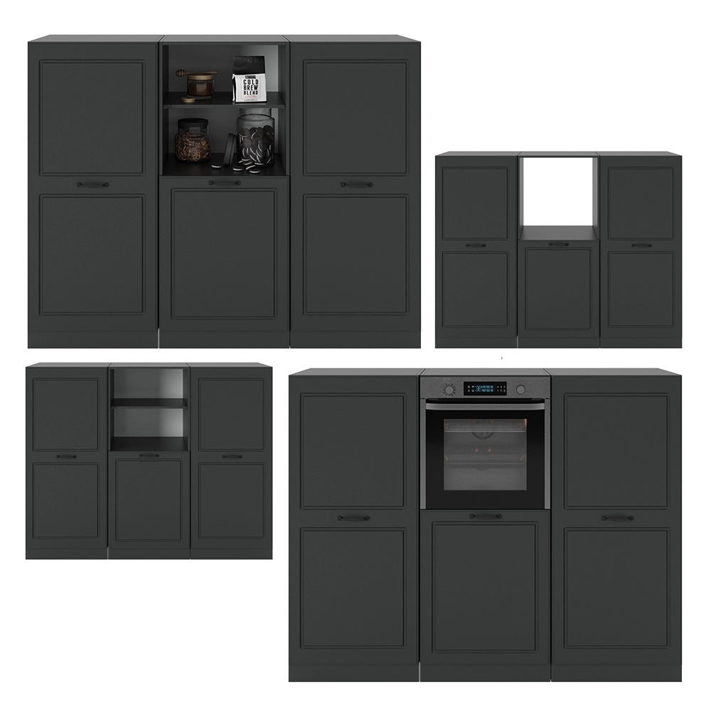 Cucine componibili piccole R-Line Antracite rustico/Antracite 180 cm senza piano di lavoro Vicco