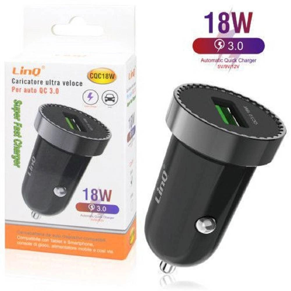Trade Shop - Caricatore Usb 18w Rapido Per Auto Cqc18w Caricabatterie Universale Accendisigari -