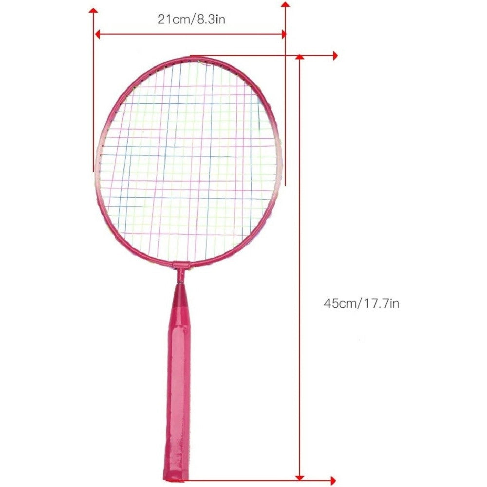 Trade Shop - Set Racchetta Badminton Palla Leghe Nylon Per Bambini Giocattoli All'aperto Rosa -