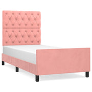 Letto singolo | Letto per adulti | Giroletto con Testiera Rosa 80x200 cm in Velluto