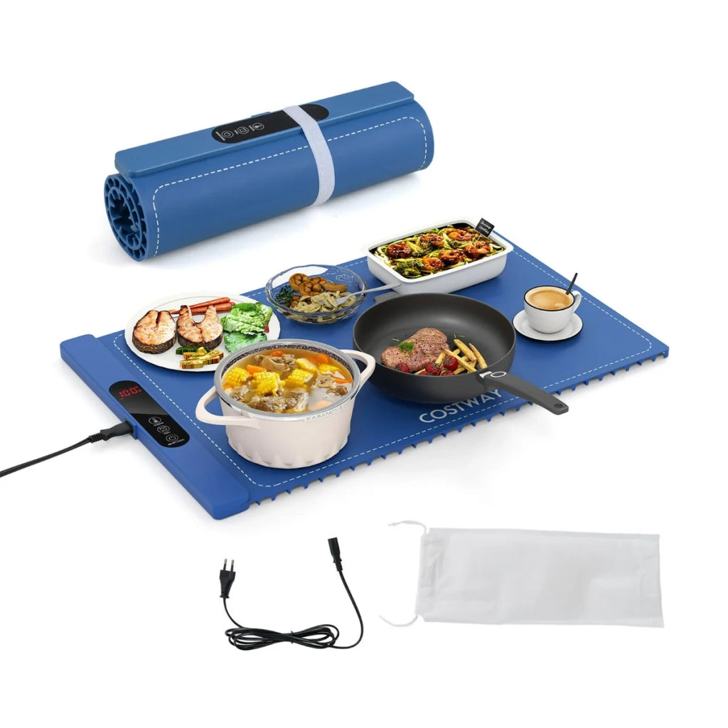 Tappetino elettrico riscaldante per alimenti 60 x 44 x 2 cm riscaldamento rapido con blocco di sicurezza per bambini stile moderno silicone blu 20_0014199