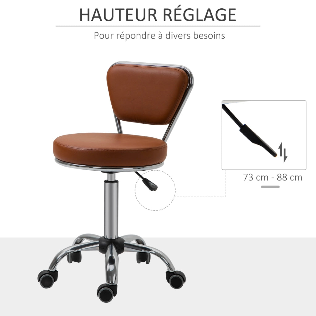Sgabello girevole 360¡ã ¨C Xylo ¨C marrone, altezza regolabile 49-64 cm, rivestimento similpelle