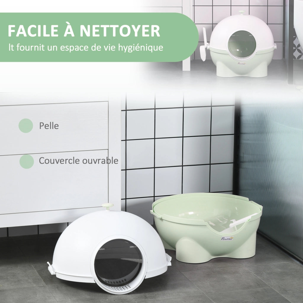 Mobile per lettiera gatto con porta ¨C zephmum ¨C verde e bianco 53x51x48 cm