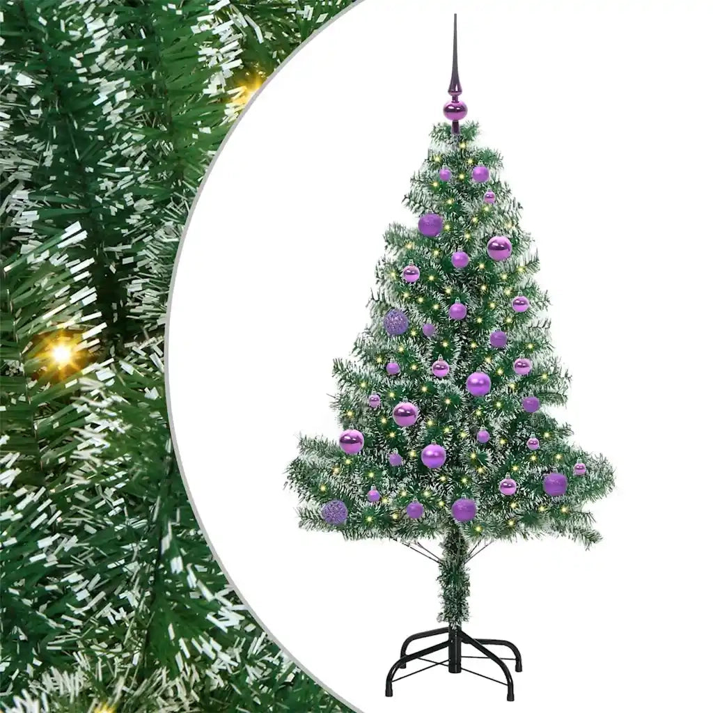 Albero di Natale Artificiale Imbiancato con Luci LED 150 cm
