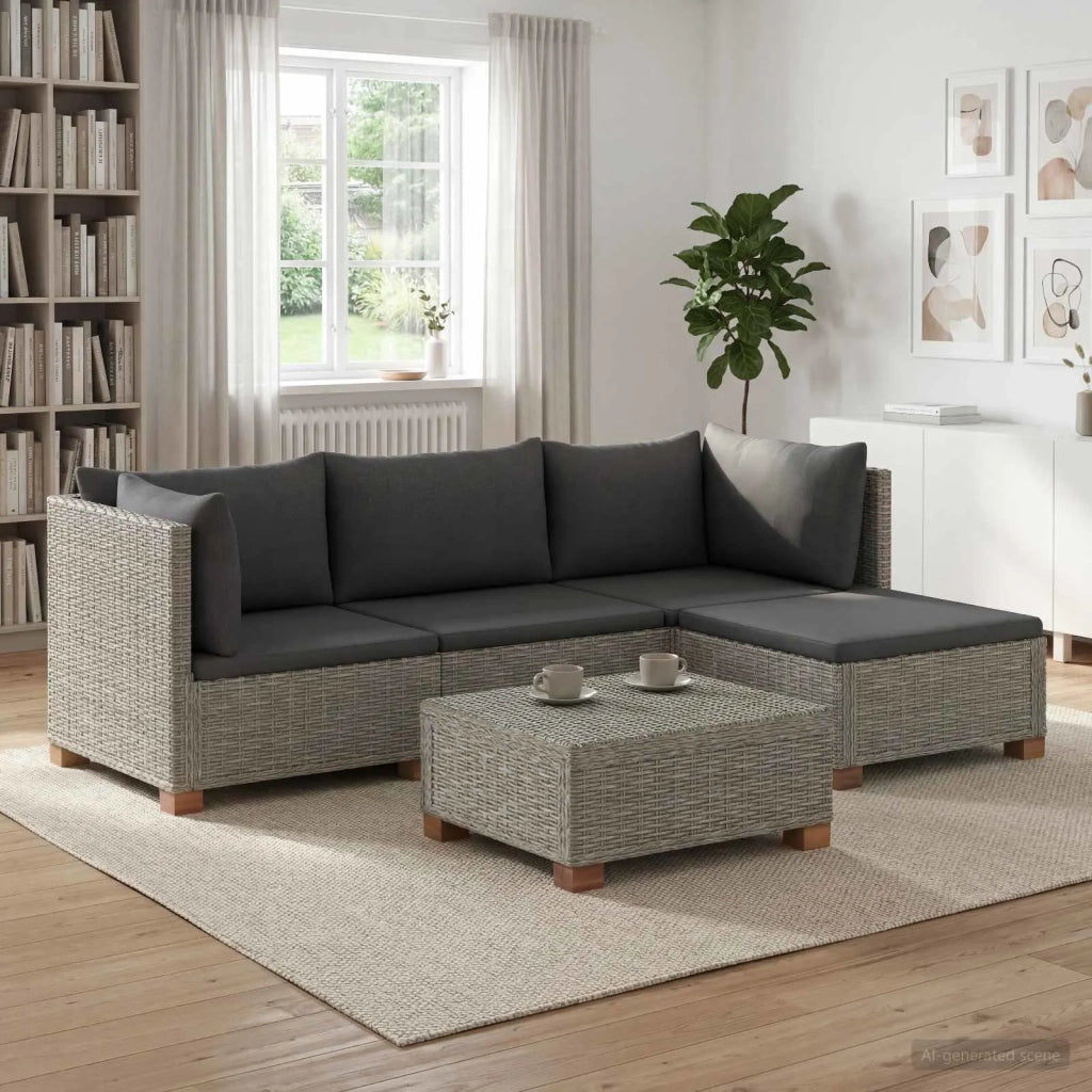 5 pz Set Lounge in Rattan con Cuscini GENDT Rattan naturale 3429849