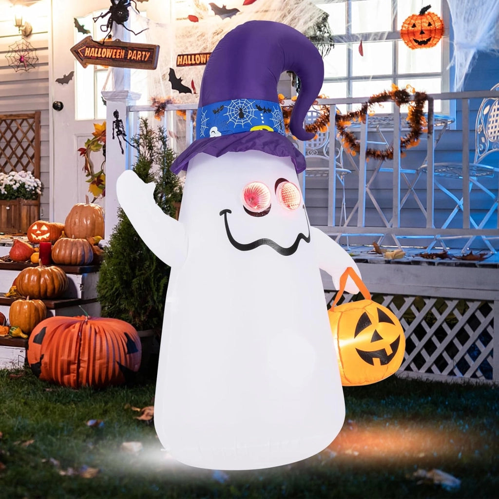 Decorazione Halloween, Fantome Halloween con Zucca Gonfiabile, Luci agli Occhi e Luce LED Brillante, Soffiatore Integrato, Costruzione Stabile, Decorazione Halloween Interni ed Esterni