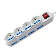 Multipresa Ciabatta Elettrica Cavo 3M Con 12 Posti 4 Prese Schuko 10/16A + 8 Prese Bipasso 2P+T 10/16A Interruttore