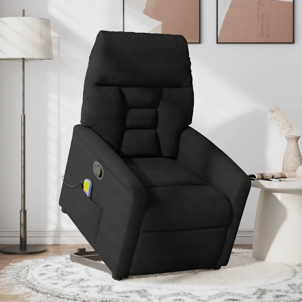 Poltrona Alzapersona Reclinante Massaggiante | Sedia Relax Nera Microfibra