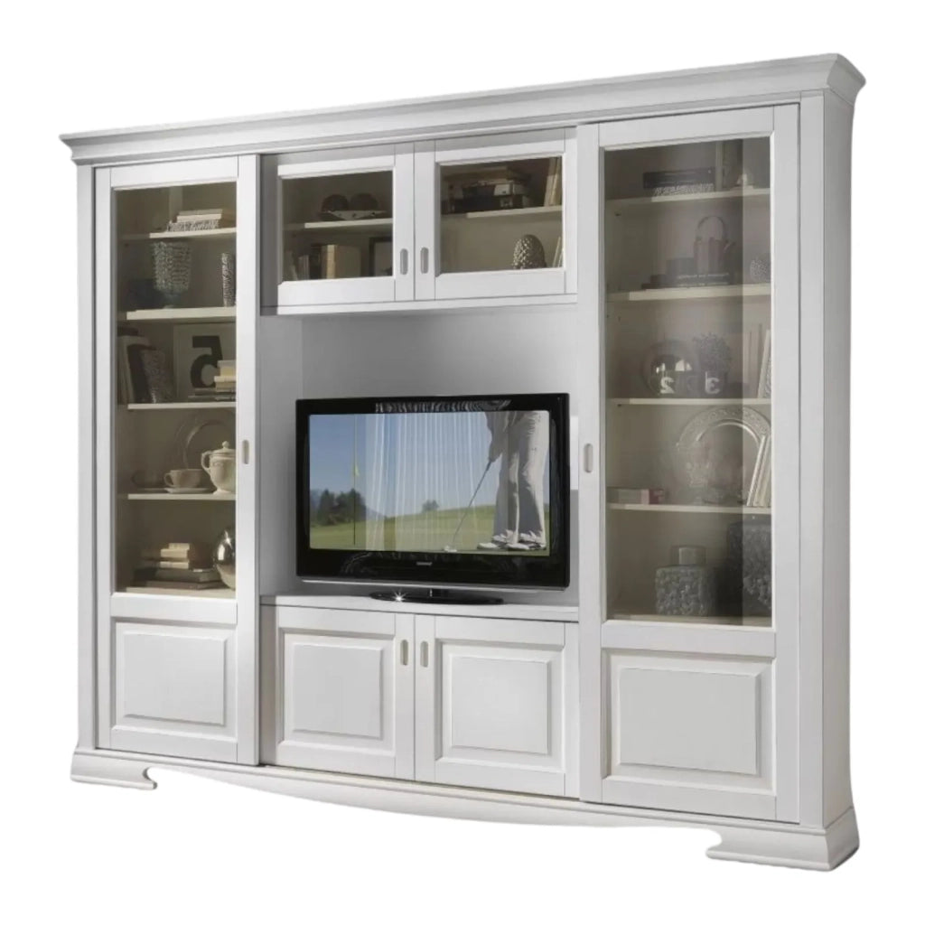 Libreria porta tv in legno scorrevoli bianco 281x42x240 - Mobili 2G