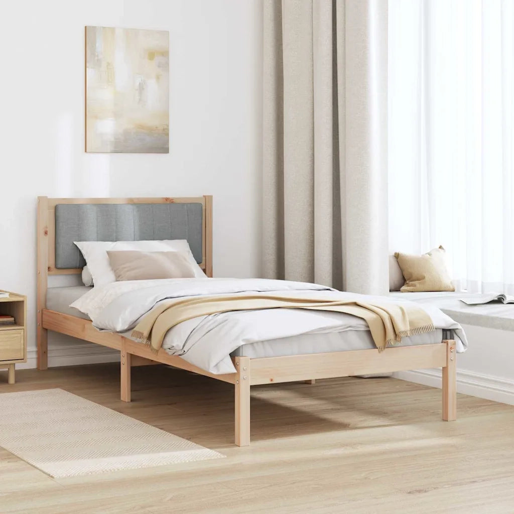Letto con Testiera Rivestita Grigio chiaro 90 x 190 cm