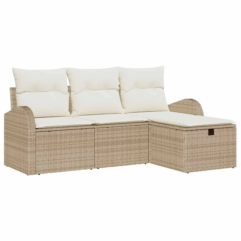 Set di divani con cuscino 4 pcs Beige e Crema polyrattan