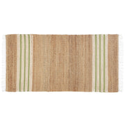 Tappeto in iuta con motivo a righe e nappe beige e verde 80 x 150 cm soggiorno camera da letto ingresso
