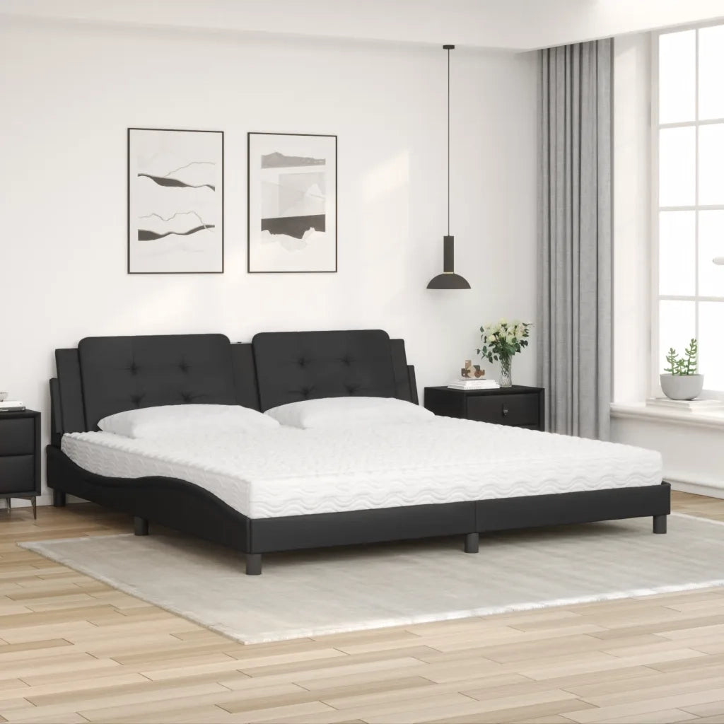 vidaXL Letto con Materasso Nero 200x200 cm in Similpelle