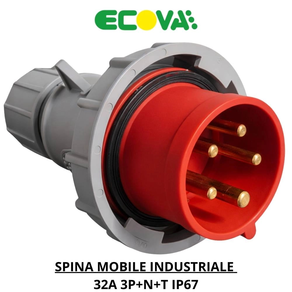 Spina industriale ecova ip67 3p+n+t 415v per impianti e cantieri *** ampere 32 ampere, confezione 1
