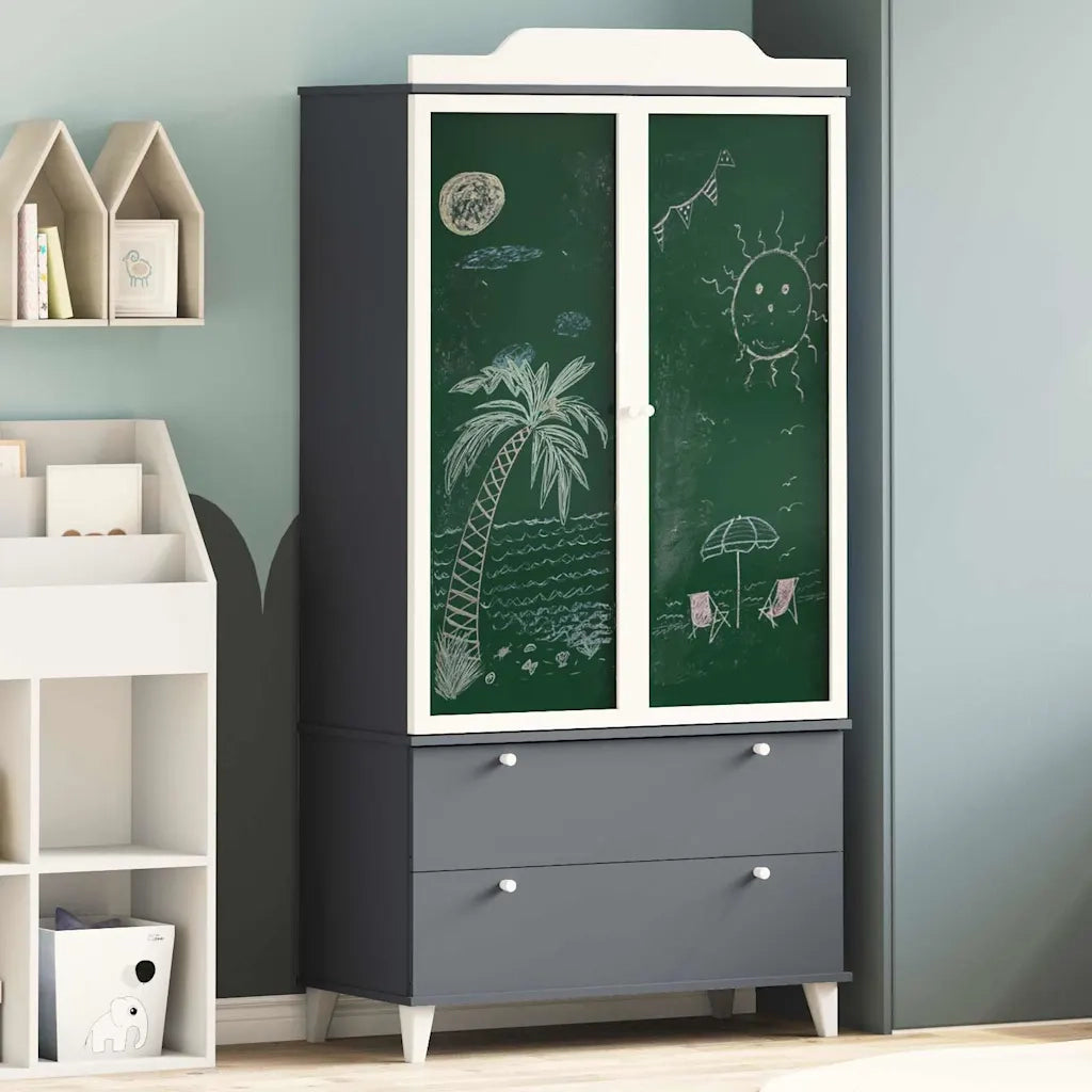 Armadio con Lavagna ROROS Grigio e Bianco 90 x 45 x 180 cm 42003037