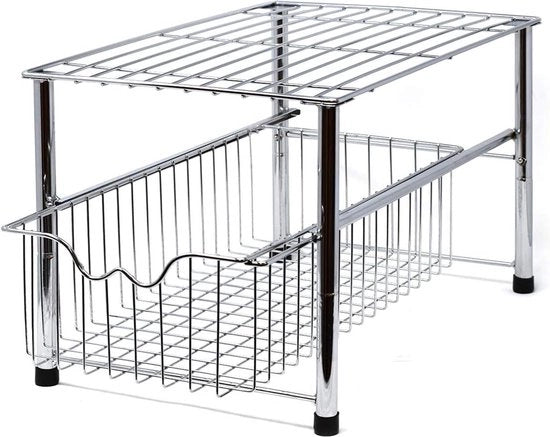 Organizzatore per lavello - pannello multifunzionale per cucina e bagno con cassetto e cesta