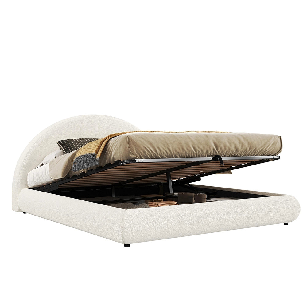 Letto matrimoniale-Xylo-180x200cm idraulico spazio ripiano beige