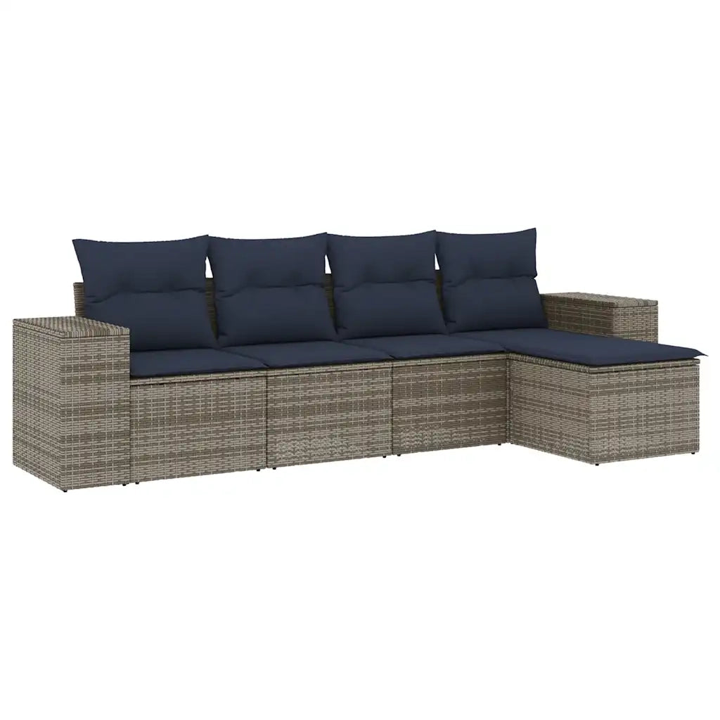 Salotto da Giardino-Set Divani da Giardino 5 pz con Cuscini Grigio in Polyrattan 573161