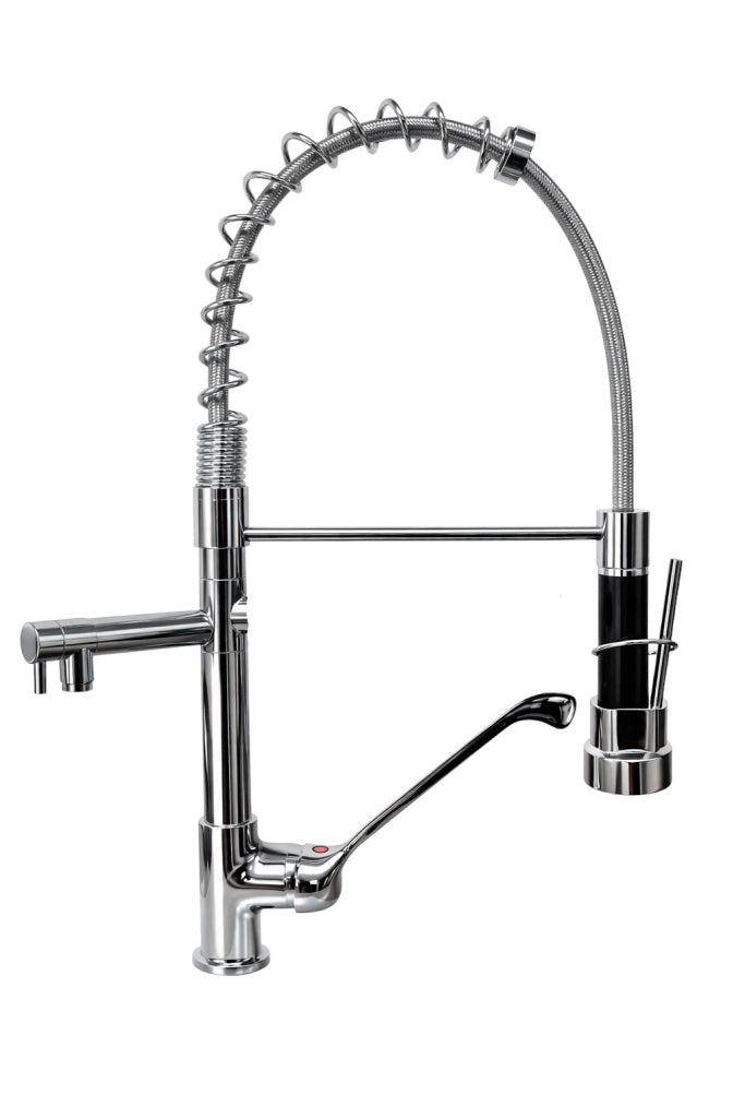 Rubinetto miscelatore cucina professionale industriale con leva clinica doppia uscita