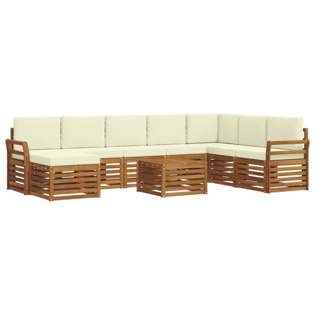 Set di divani da esterno con cuscino 9 pcs Naturale e Crema