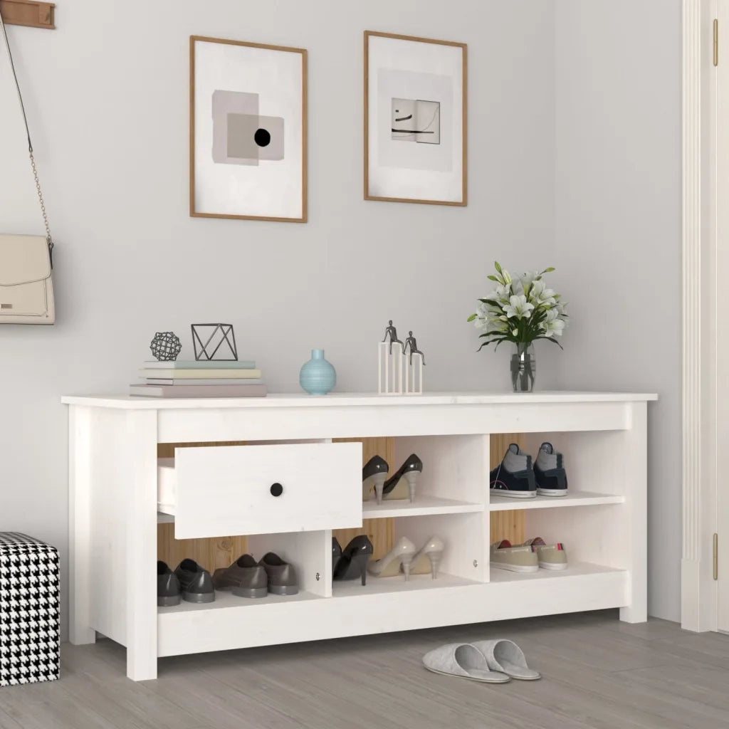 Scarpiera | Mobile per scarpe Bianca 110x38x45,5 cm in Legno Massello di Pino