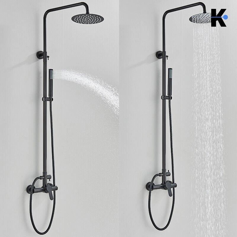 JANA | Set doccia a pioggia Premium nero opaco | Sistema doccia di design per rubinetteria doccia | Miscelatore doccia completo di doccetta